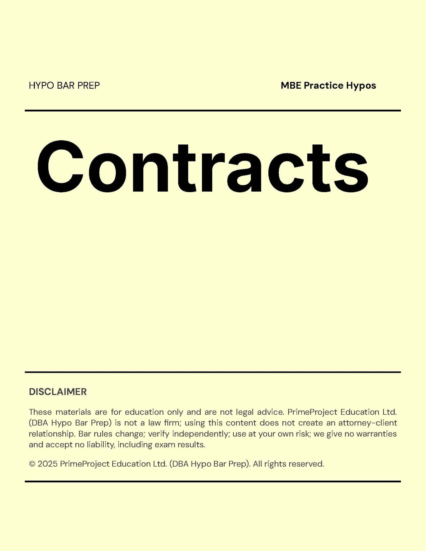 Contracts - MBE Practice Hypos