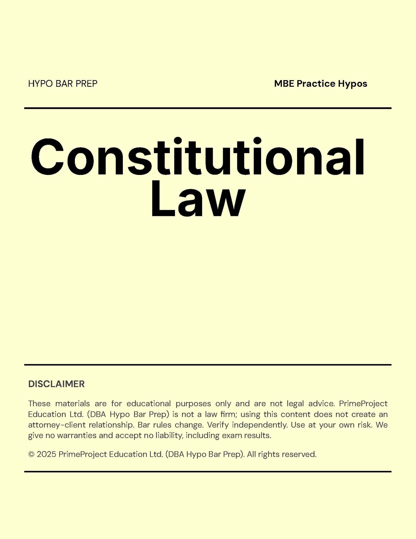 Constitutional Law - MBE Practice Hypos